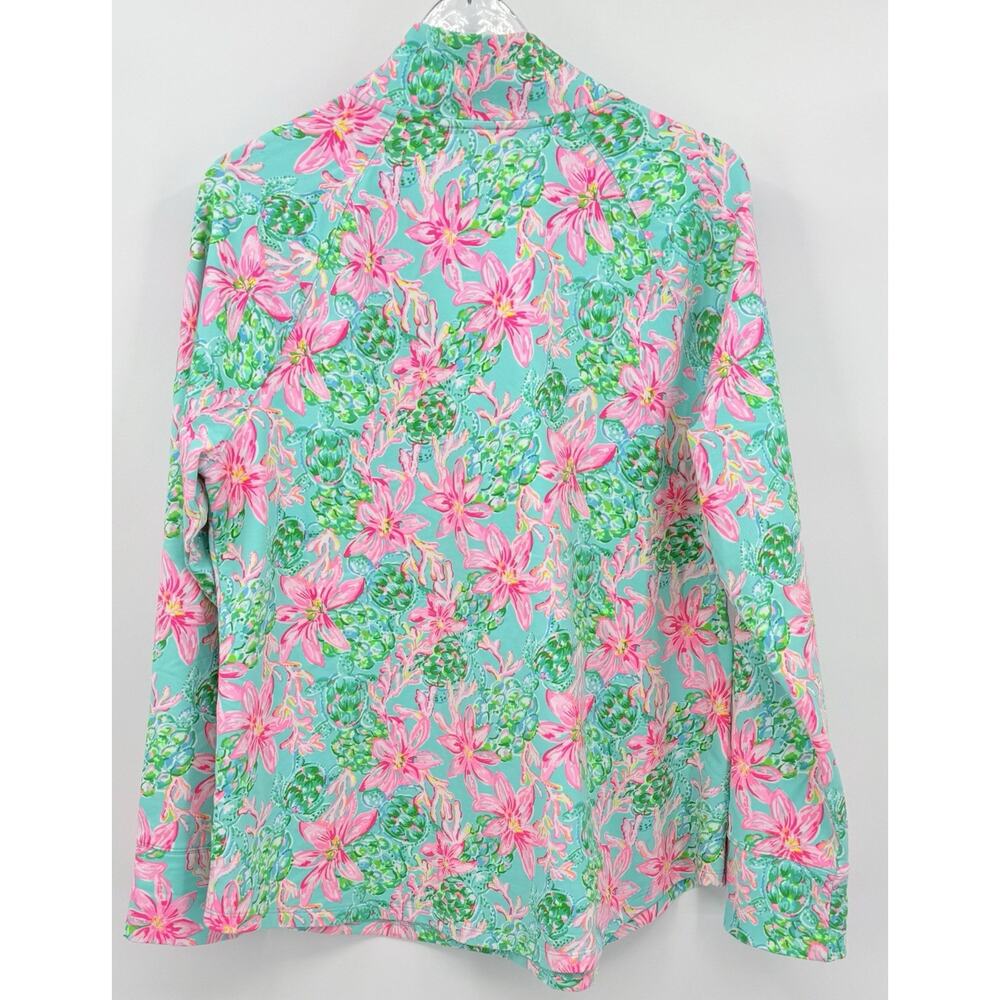 Lilly Pulitzer Skipper Popover Blue So Shellegant Sea Turtle Floral UPF 50 XL - Picture 3 of 7